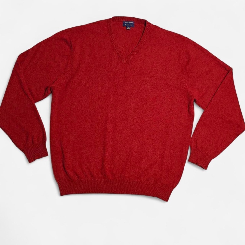 Club Room Mens Red 100% Fine Cashmere V-Neck Sweater Size XL